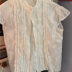 White Sheer Blouse with Ruffle Details absolutely stunning ! never worn